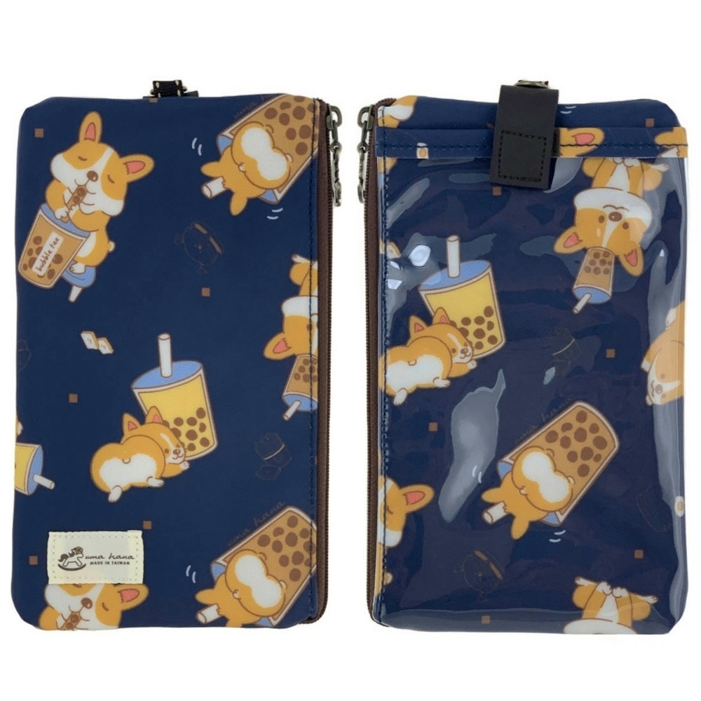 Waterproof Boba Corgi Phone Case Pouch W/ Neck Strap